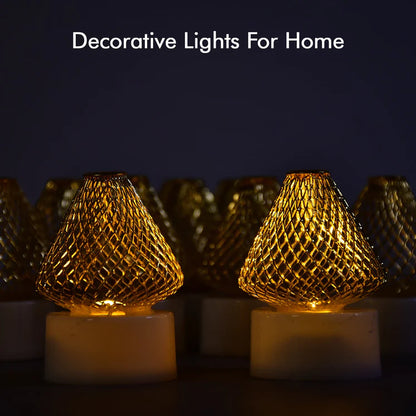 12PCS FLAMELESS AND SMOKELESS DECORATIVE CANDLES ACRYLIC LED TEA LIGHT CANDLE FOR GIFTING, HOUSE, LIGHT FOR BALCONY, ROOM, BIRTHDAY, CHRISTMAS, FESTIVAL, EVENTS DECOR CANDLES (12 PIECES)