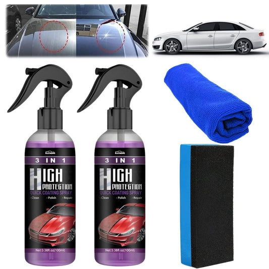 3 in 1 High Protection Quick Car Ceramic Coating Spray - Car Wax Polish Spray (Pack of 2)