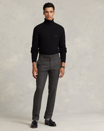 Cable Wool-Cashmere Roll neck Jumper