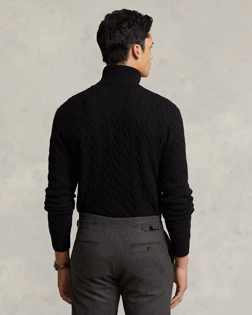 Cable Wool-Cashmere Roll neck Jumper