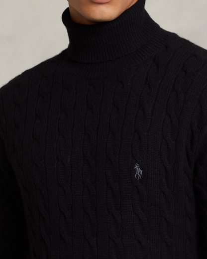 Cable Wool-Cashmere Roll neck Jumper